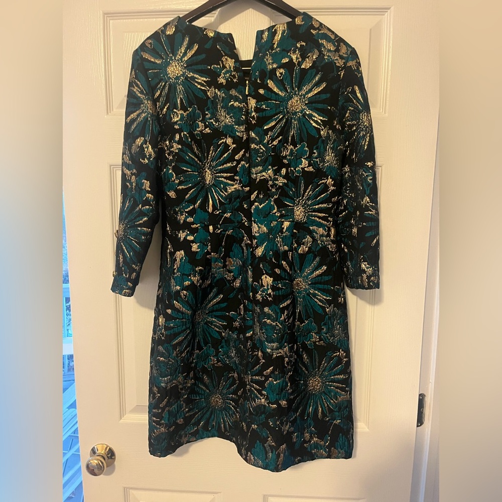 NWT New Trina Turk Moonrise metallic jacquard dress Size 10 $398 - Picture 3 of 4